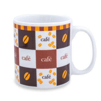 Caneca de Porcelana 320 ml decoração faixa- Café