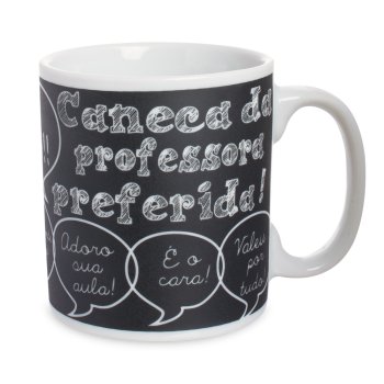 Caneca de Porcelana 320 ml decoração faixa- Caneca do Professor (a) Preferido