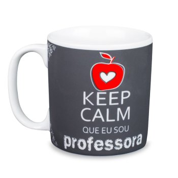 Caneca de Porcelana 320 ml decoração faixa- Keep Calm Que Sou Professora