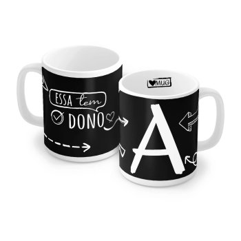 Caneca de Porcelana 320 ml decoração faixa- Letra A