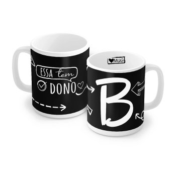 Caneca de Porcelana 320 ml decoração faixa- Letra B