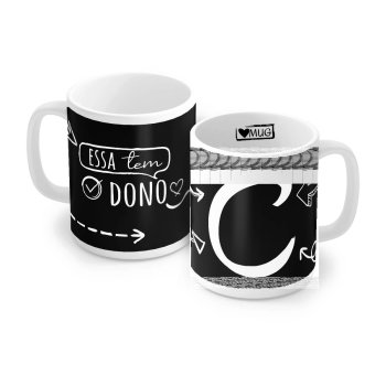 Caneca de Porcelana 320 ml decoração faixa- Letra C