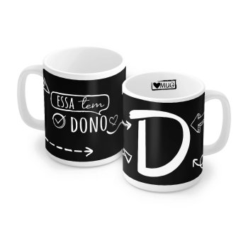 Caneca de Porcelana 320 ml decoração faixa- Letra D