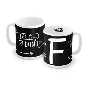 Caneca de Porcelana 320 ml decoração faixa- Letra F