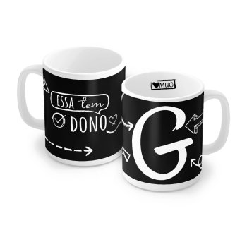 Caneca de Porcelana 320 ml decoração faixa- Letra G