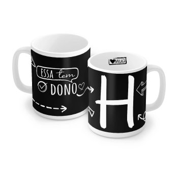 Caneca de Porcelana 320 ml decoração faixa- Letra H