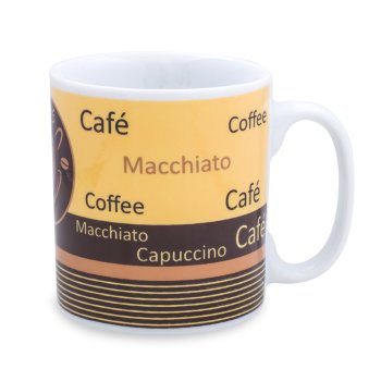 Caneca de Porcelana 320 ml decoração faixa- Café