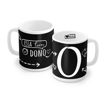 Caneca de Porcelana 320 ml decoração faixa- Letra O