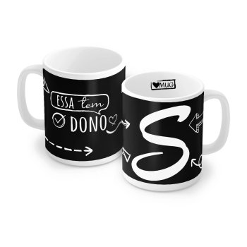 Caneca de Porcelana 320 ml decoração faixa- Letra S