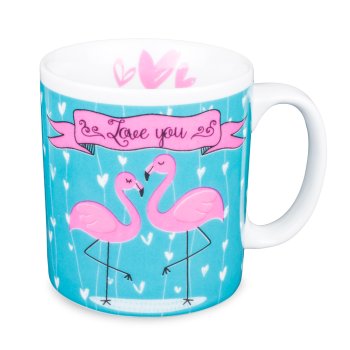 Caneca de Porcelana 320 ml decoração faixa- Flamingo Azul 15