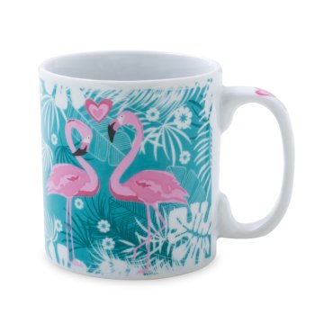 Caneca de Porcelana 320 ml decoração faixa- Flamingo Summer