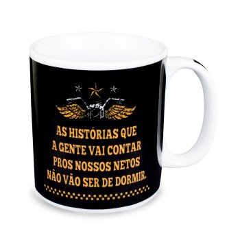 Caneca de Porcelana 320 ml decoração faixa- Motos