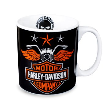 Caneca de Porcelana 320 ml decoração faixa- Motos Harley Davidson