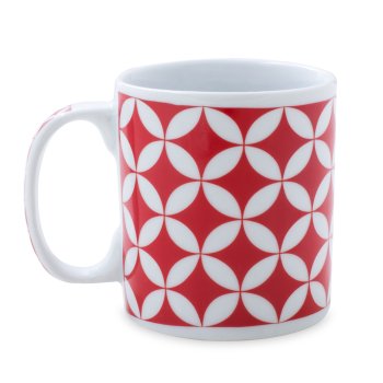 Caneca de Porcelana 320 ml decoração faixa-Geometrica Vermelha