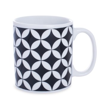 Caneca de Porcelana 320 ml decoração faixa-Geométrica Preto