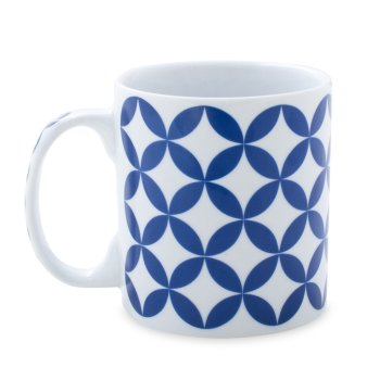 Caneca de Porcelana 320 ml decoração faixa-Geométrica Azul