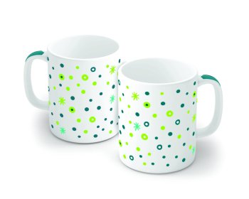 Caneca de Porcelana 320 ml decoração faixa- Bolinha Verde