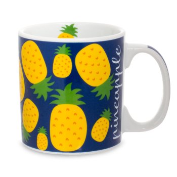 Caneca de Porcelana 320 ml decoração faixa-Abacaxi