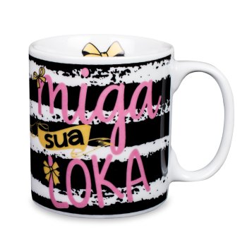 Caneca de Porcelana 320 ml decoração faixa-Miga sua Loka