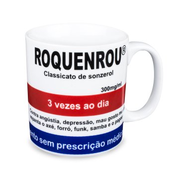 Caneca de Porcelana 320 ml decoração faixa- Roquenrou