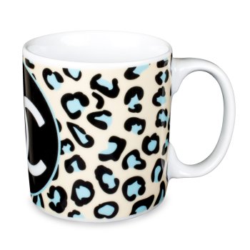 Caneca de Porcelana 320 ml decoração faixa- Animal Print Azul