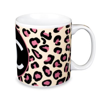 Caneca de Porcelana 320 ml decoração faixa- Animal Print Rosa