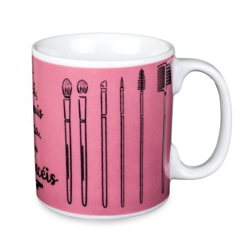 Caneca de Porcelana 320 ml decoração faixa- Makeup Rosa