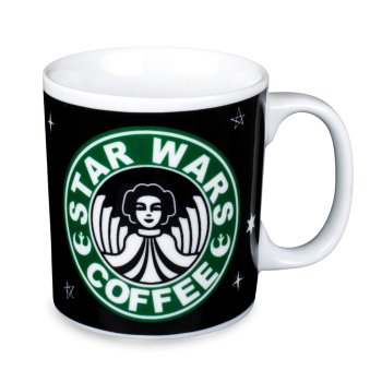 Caneca de Porcelana 320 ml decoração faixa- Star Coffee- Princesa Leia