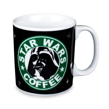 Caneca de Porcelana 320 ml decoração faixa- Star Coffee- Darth Vader