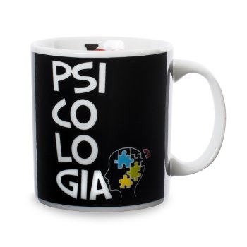 Caneca de Porcelana 320 ml decoração faixa- Psicologia