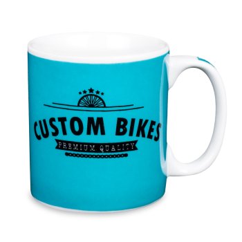 Caneca de Porcelana 320 ml decoração faixa- Bike Azul 84