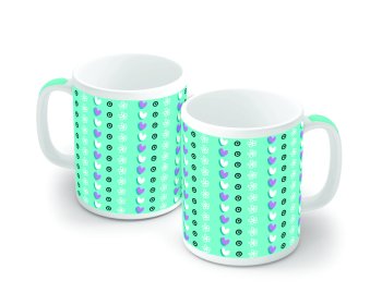 Caneca de Porcelana 320 ml decoração faixa- Coração e Floral