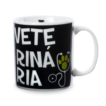 Caneca de Porcelana 320 ml decoração faixa- Veterinaria