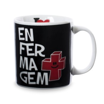 Caneca de Porcelana 320 ml decoração faixa- Enfermagem