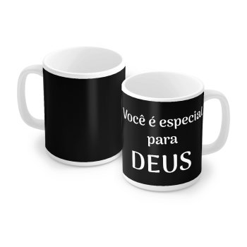 Caneca de Porcelana 320 ml decoração faixa- Você é especial para Deus.