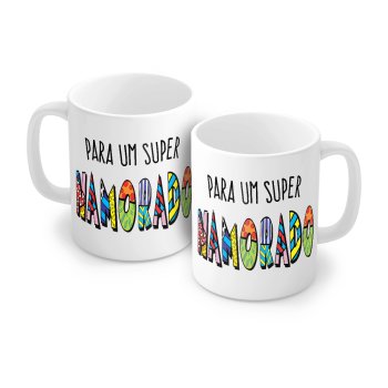 Caneca de Porcelana 320 ml decoração faixa- Para um super sogro.