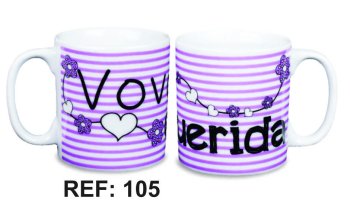 Caneca de Porcelana 320 ml decoração faixa- Vovó querida. 105