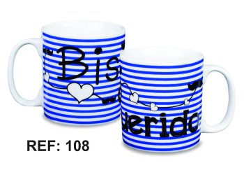 Caneca de Porcelana 320 ml decoração faixa-  Biso querido.