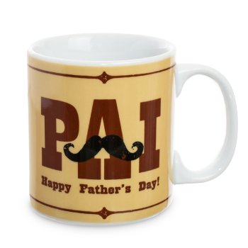 Caneca de Porcelana 320 ml decoração faixa-Pai happy fathers day!