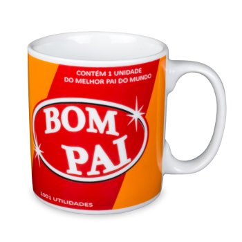 Caneca de Porcelana 320 ml decoração faixa-Bom pai.