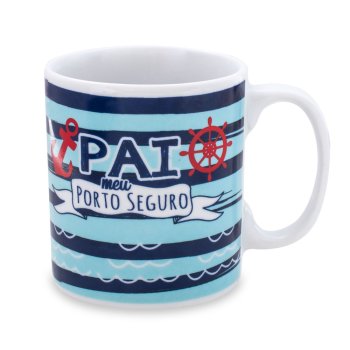 Caneca de Porcelana 320 ml decoração faixa-Pai meu porto seguro.