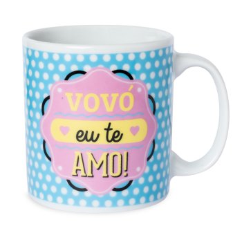 Caneca de Porcelana 320 ml decoração faixa- Vovó eu te amo.