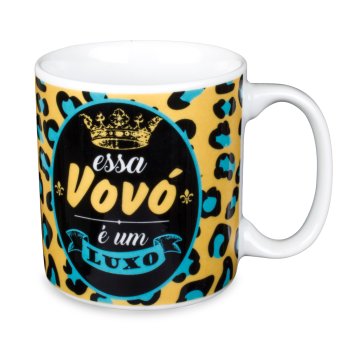 Caneca de Porcelana 320 ml decoração faixa- Essa vovó é um luxo.