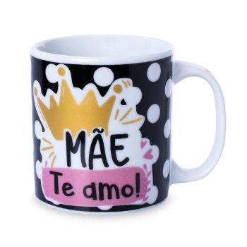 Caneca de Porcelana 320 ml decoração faixa- Mãe... Te amo!