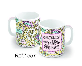 Caneca de Porcelana 320 ml decoração faixa- Caneca de mãe linda.