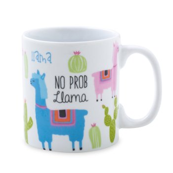 Caneca de Porcelana 320 ml decoração faixa- Lhama