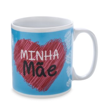 Caneca de Porcelana 320 ml decoração faixa- Eu amo minha mãe.