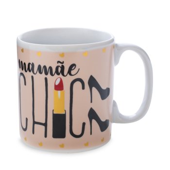 Caneca de Porcelana 320 ml decoração faixa- Mãe chic.