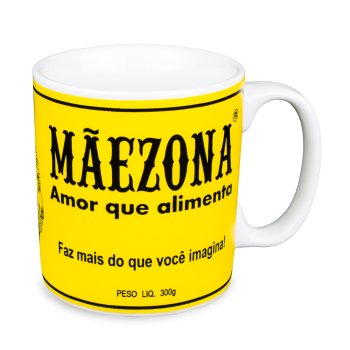 Caneca de Porcelana 320 ml decoração faixa- Mãezona, amor que alimenta.