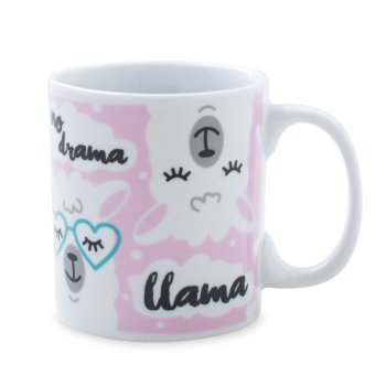 Caneca de Porcelana 320 ml decoração faixa- Lhama Rosa